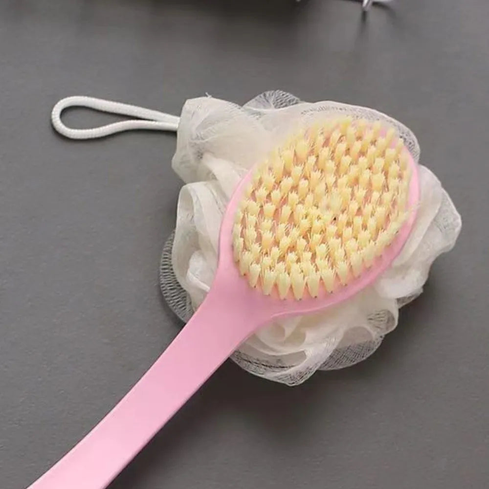 Bath Body Brush 2-in-1 Soft Back Brush Gentle Exfoliating Shower Sponge Scrubbing Brush Bathroom Cleaning Tool Accessories