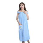 Bath Towel Wrap Dress for Women - Long Style Skirt, Quick-Dry Hair, Wearable and Washable Polyester Robe Quick-Dry  Compressed