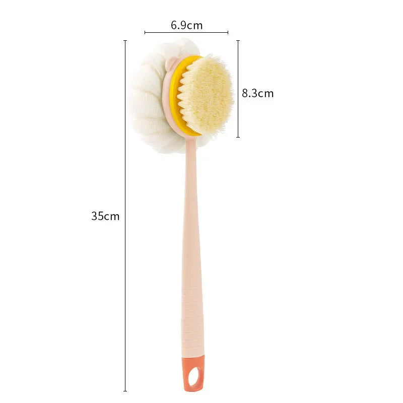 Loofah Back Scrubber Long Handle Shower Body Brush with Soft Mesh Sponge for Women Skin Exfoliating Bath, Massage