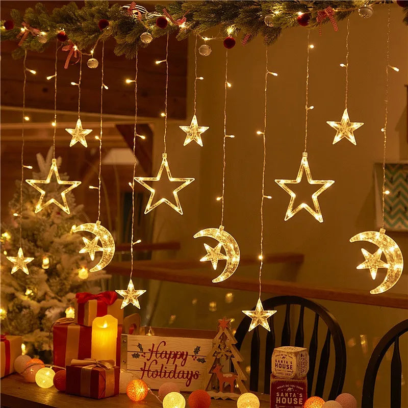 LED Curtain Fairy String Lights Bedroom Living Garden EU Plug Waterproof Light For Wedding Party Christmas New Year Decoration