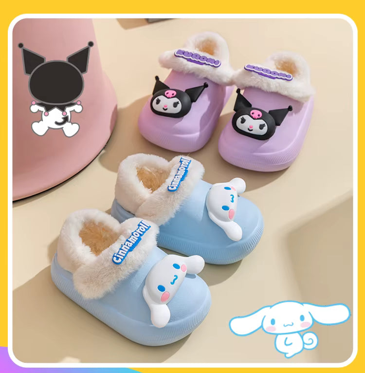 Cute & Cozy Waterproof Cartoon Slippers for Boys & Girls – Winter House Shoes