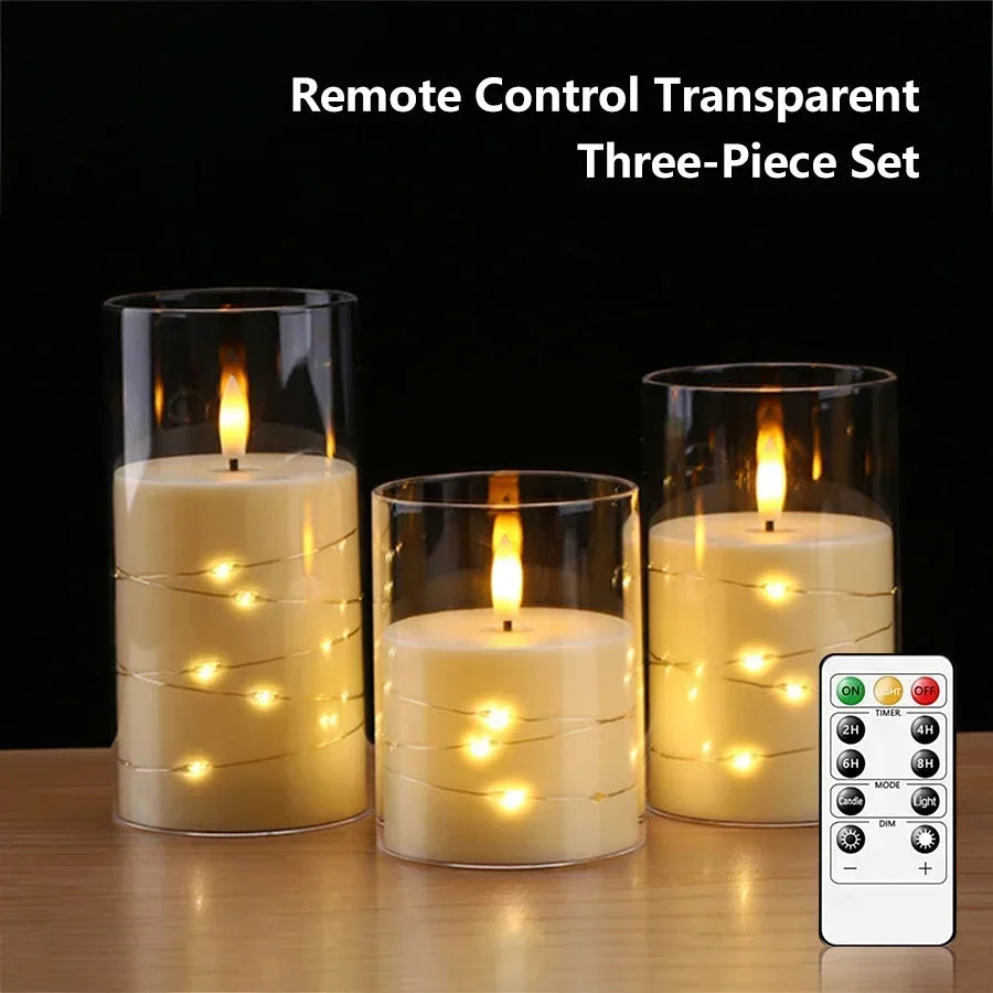 Flameless Led Candles 3 Pack with Remote Control AA Battery Powered Timmer Function Fairy Lights Pillar Candle Light Romantic