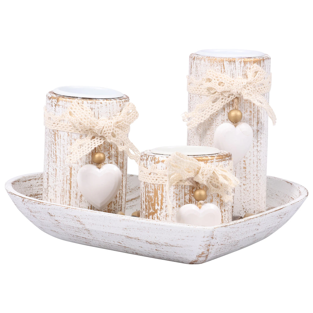 Tealight Candle Holders with Tray Handmade Wooden Candle Holder Romantic Wedding Dining Table Centerpiece Farmhouse Decor Gift