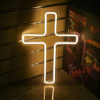Baptism Cross Neon Sign Led Cross Shaped Light for Baptism Christening Decoration First Communion Good Friday