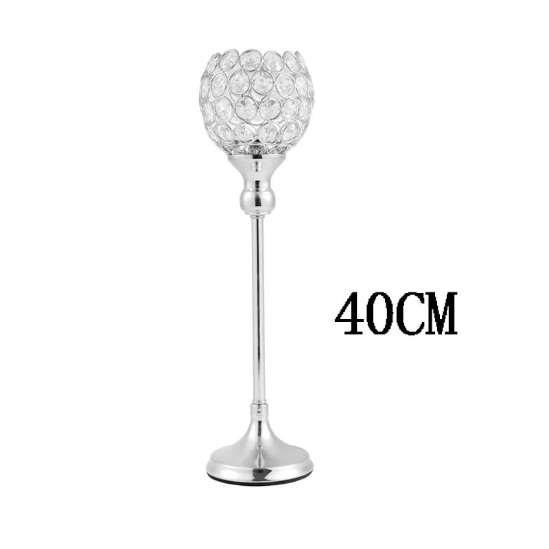 Crystal Tealight Candle Holders, Metal Glass Candlesticks, Wedding Table Centerpiece, Christmas Party, Home Decoration