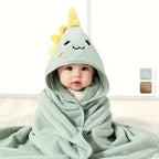Coral Velvet Kidsren's Cape Bath Towel Newborn Bath Wrap Bath Towel Cute Cartoon Cape Bathrobe
