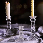 Candle Holders Retro Transparent Glass Candle Holders Suitable For Pillar Candles, Weddings, Holiday Parties Decoration