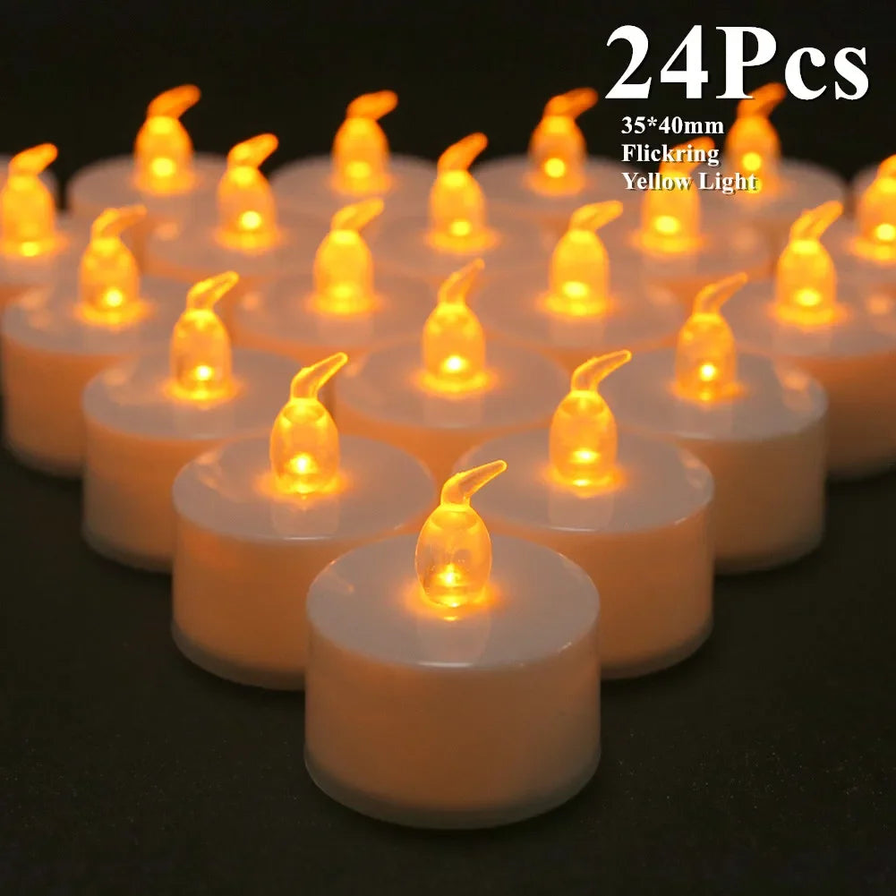 LED Tea Lights Candles Realistic Flickering Battery Operated Tealights Long Lasting Electric Candles for Christmas Wedding Decor