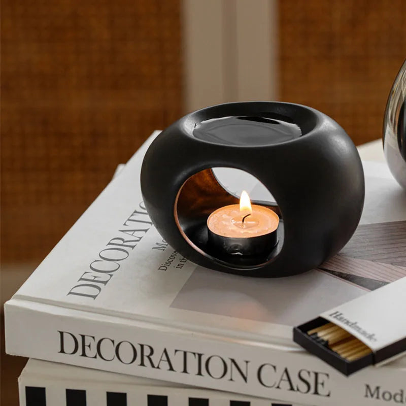 Black Reed diffuser Essential Oil Incense Burner Candle heating holders Household Spa Salon Liqulid Aromatherapy Furnace