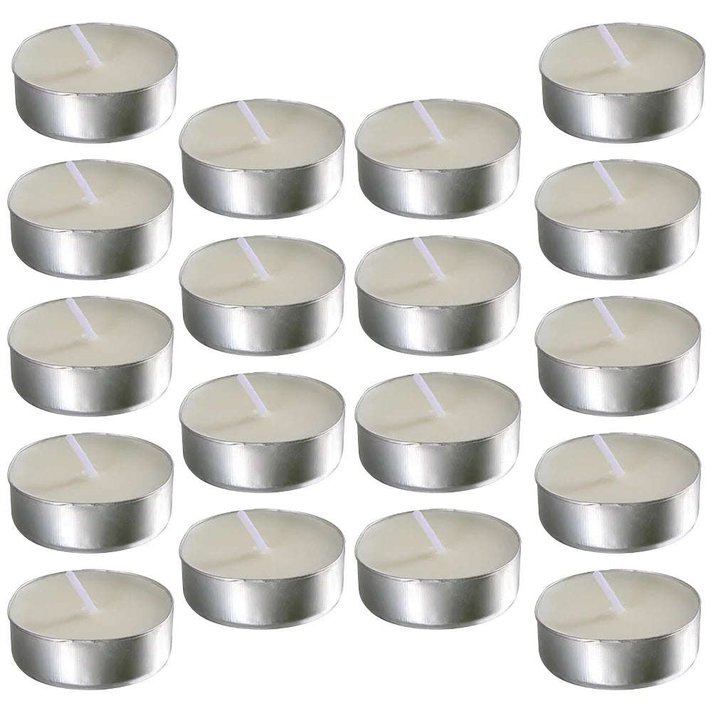 50 Pcs Tea Candles Round Scented Small Smokeless Unscented Room Tealight White Little Tiny Tealights Travel