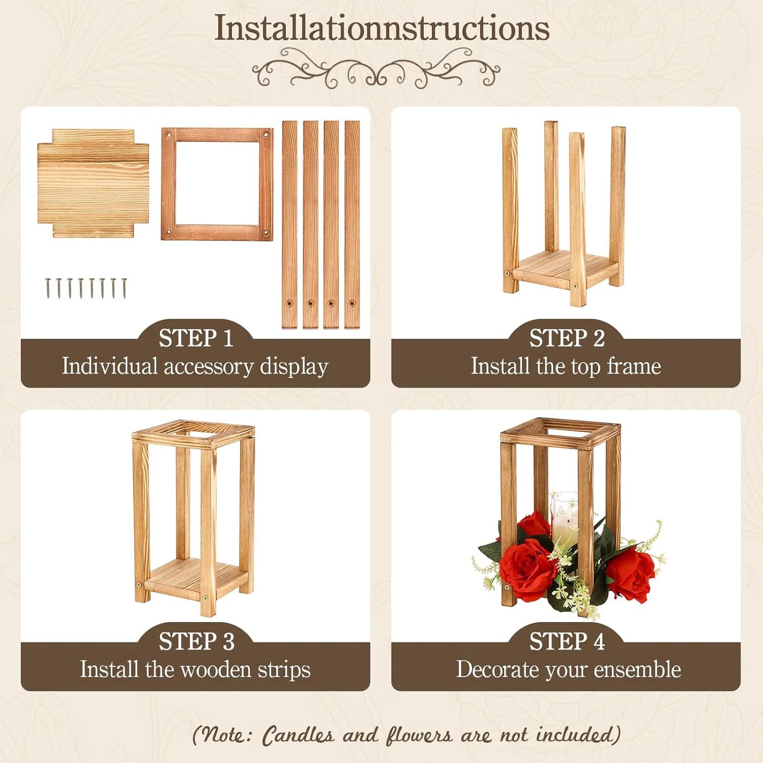 1 Piece Wooden Wedding Lantern Centerpiece Holders, Candle Lantern Holders for Table Wedding Fireplace Dining Party Decorations