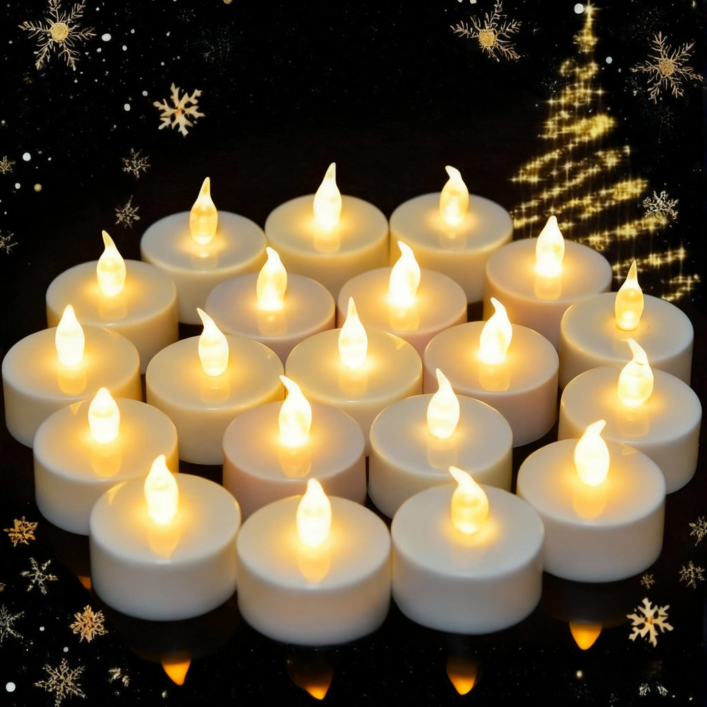LED Tea Lights Candles Realistic Flickering Battery Operated Tealights Long Lasting Electric Candles for Christmas Wedding Decor