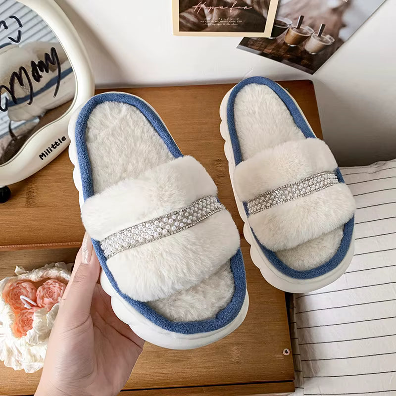 Cozy Cotton-Lined Opened Toe Slippers for Kids