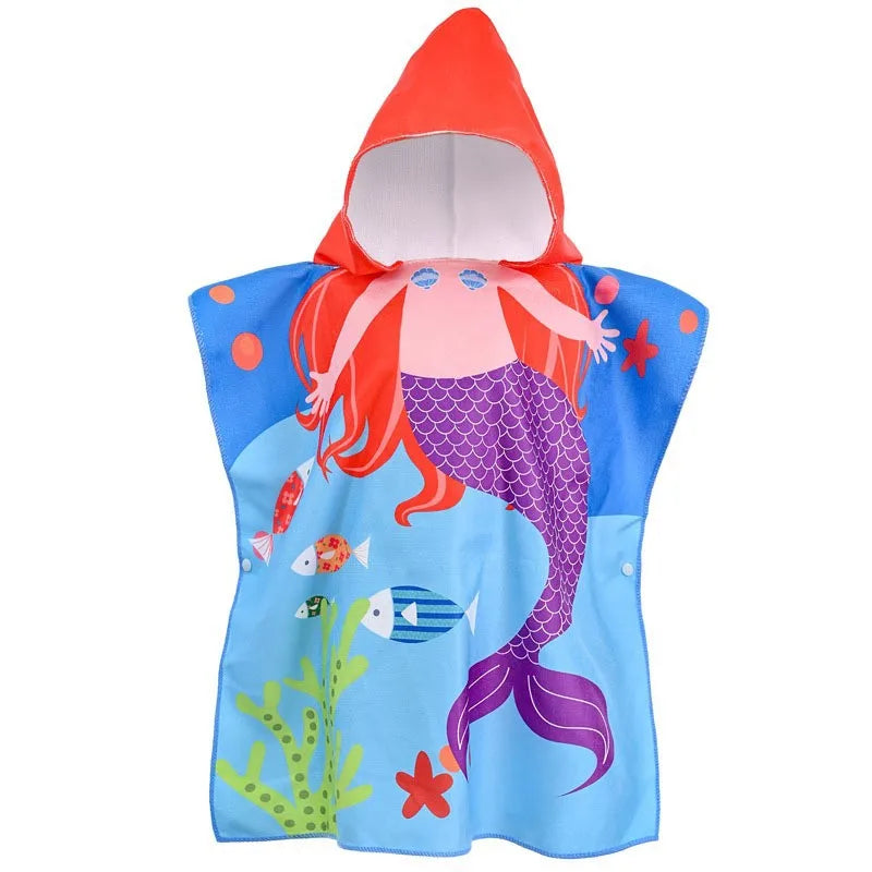 Kids Beach Towel for Boys Girls,Unicorn Hooded Bath Towel Wrap,0-5Years Baby Shark Bathrobe with Hood