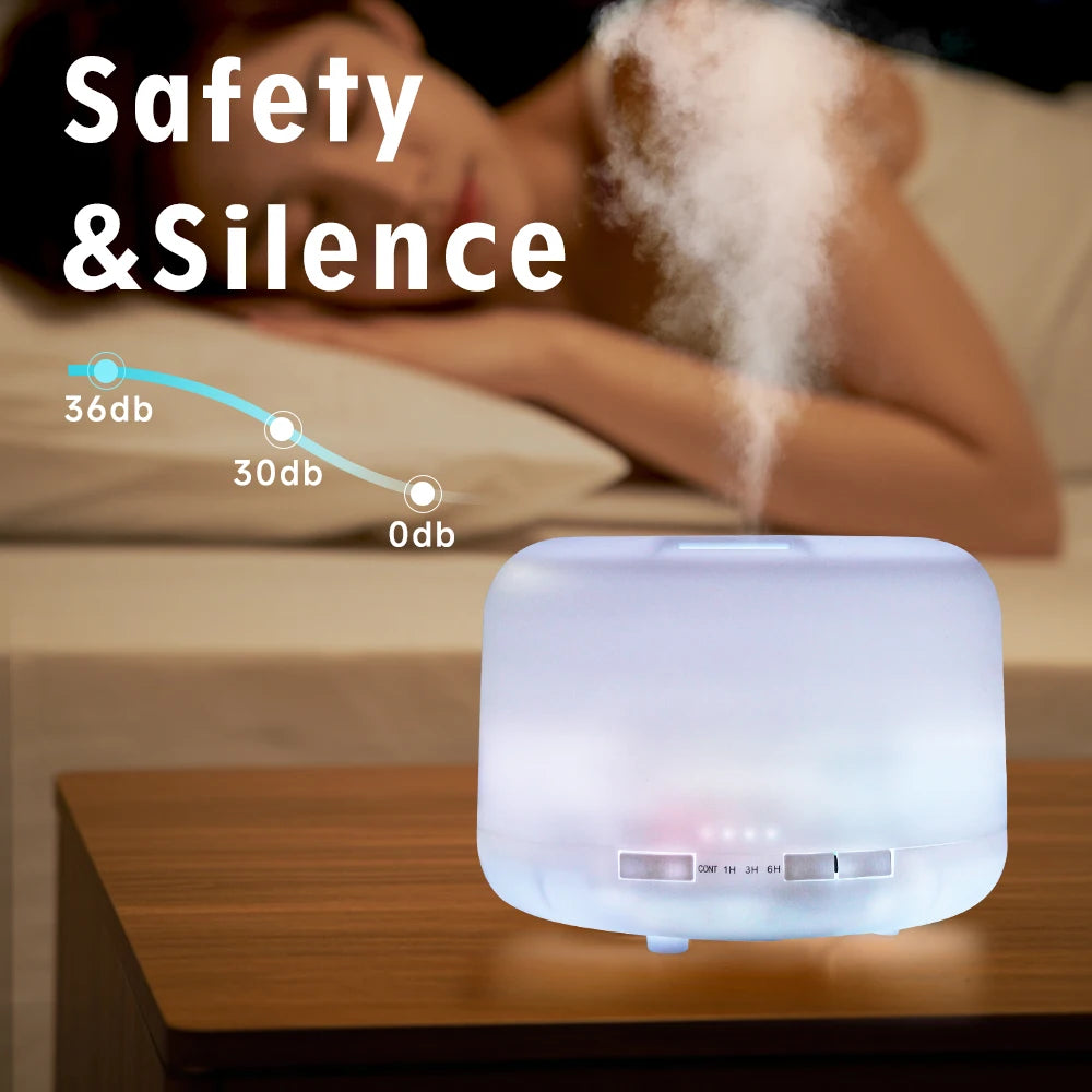 500ml Essential Oil Diffuser Quiet Aroma Mist Diffusers Scent Diffuser Wood Grain Remote Control Ultrasonic Air Humidifier