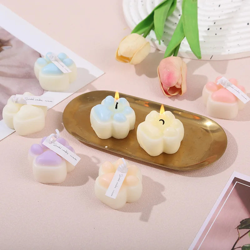 Cute Kawaii Mini Cat Paw Shaped Scented Candle Home Fragrance Soy Wax Decoration Gift Wedding Favors Room INS Style