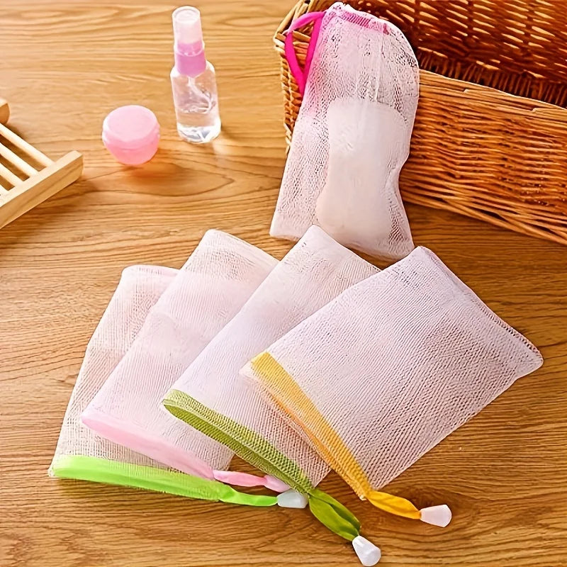 10pcs Square Soap Saver Bags, Double-Layer Durable Mesh Soap Pouches with Drawstring, Multi-Purpose Handmade Soap Bags for Body