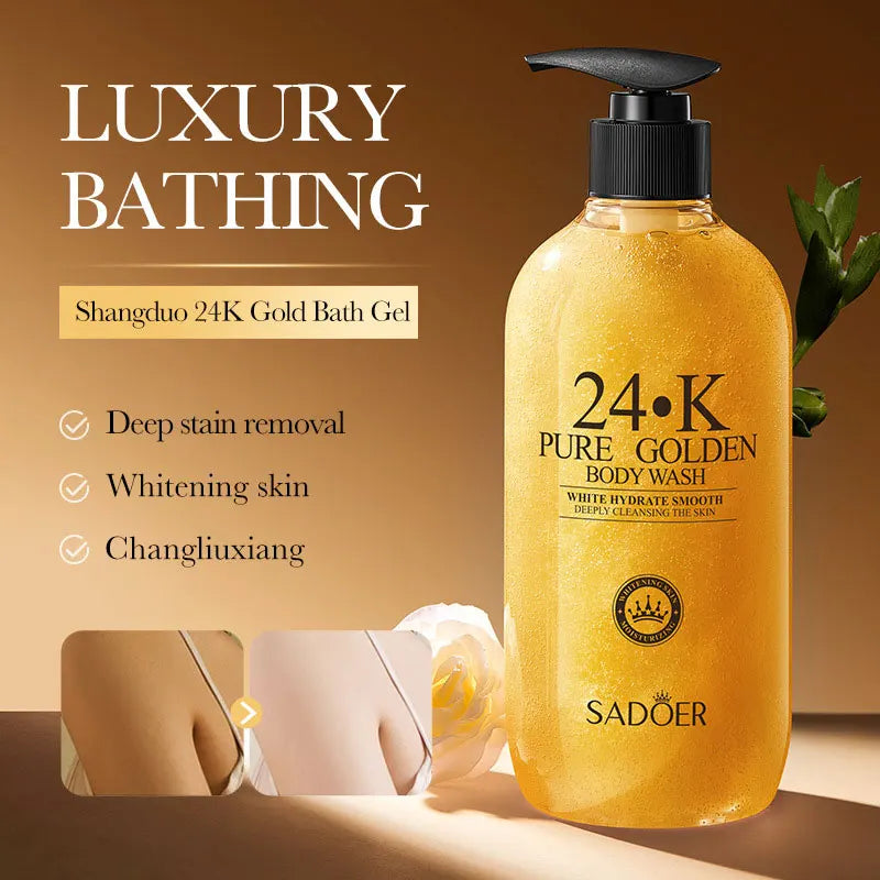 500ml24KPure Gold Body Wash Clean Long Lasting Fragrance Bath Foam Foam Bath Liquid Body Wash Shampoo Moisture Skin Clean