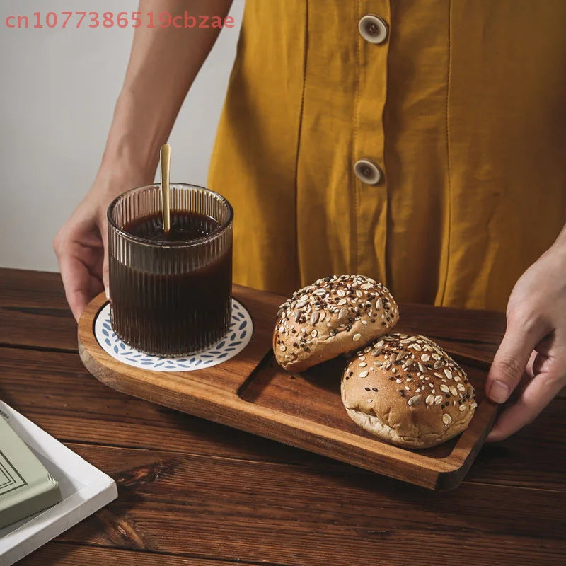 Wooden Coffee Tray Breakfast Serving Plate Hospitable Coffeeware Teaware Decoration Table Accessory for Home