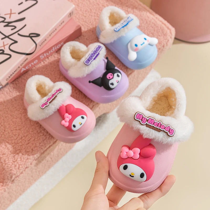 Cute & Cozy Waterproof Cartoon Slippers for Boys & Girls – Winter House Shoes