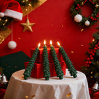 4pcs Christmas Tree LED Flameless Taper Candles, Flickering Christmas LED Taper Candles Light Battery Operated