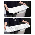 1Pc Expandable Bathtub Tray Stable Placement Plastic Material Draining Design Bath Caddy Tray Tub Table for Bathroom