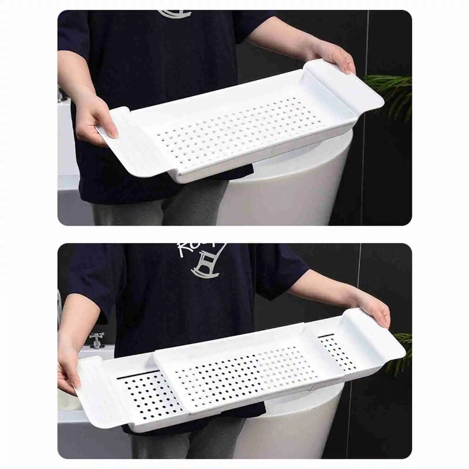 1Pc Expandable Bathtub Tray Stable Placement Plastic Material Draining Design Bath Caddy Tray Tub Table for Bathroom