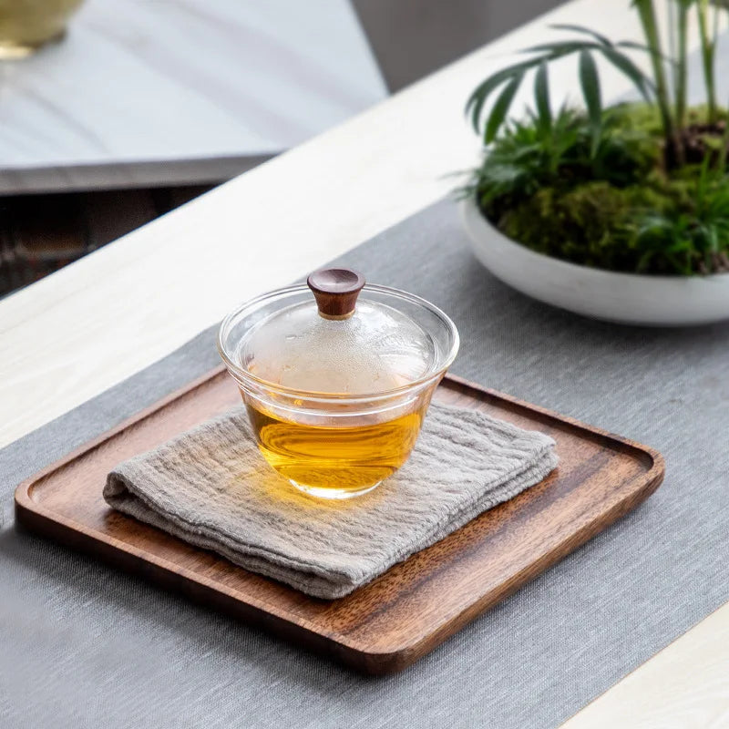 Walnut wood rectangular tray dry bubble tea tray cake bread breakfast snack tray hotel supplies restaurant tea tray