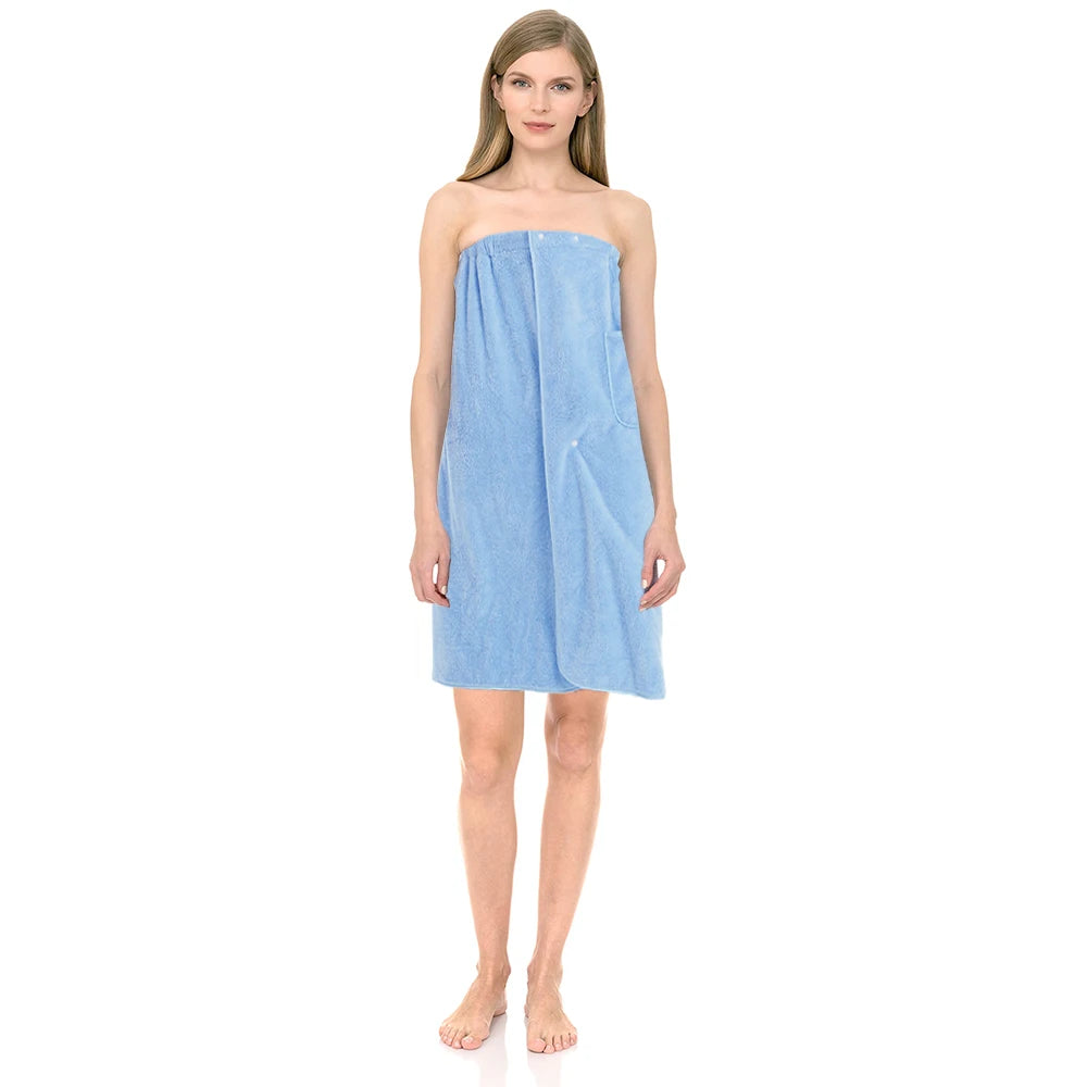 1pc Bath Wrap Towel, Absorbent Microfiber Spa Shower Robe With Elastic Top, Solid Color