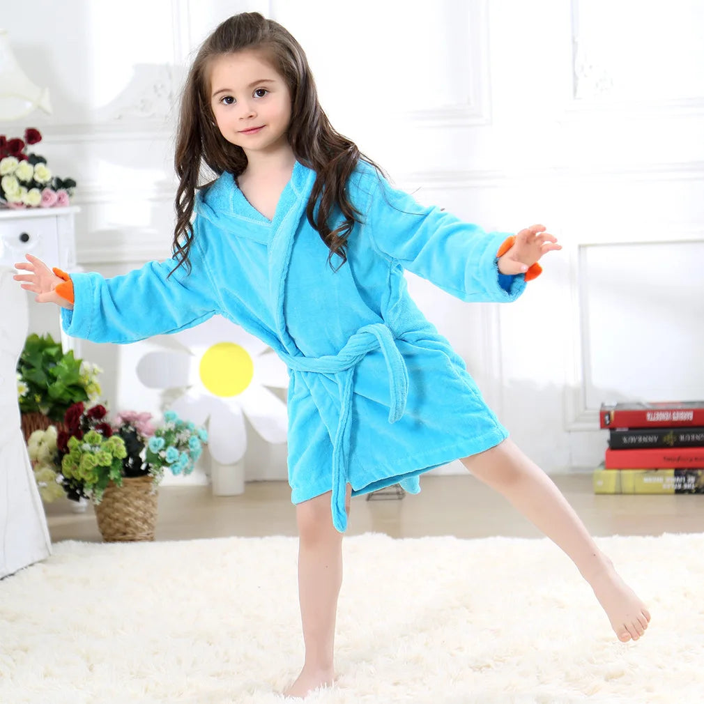 Children's Bathrobe Hooded Dragon Paw Design Thick 100% Cotton Baby Bath Towel Girls Kids 1-6 Years Shower Hoodies Bath Robes