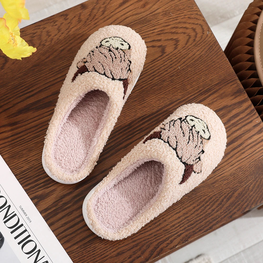 Winter Slippers HighlandCow Indoor Slippers Cozy Cow Slippers House Flat Floor Soft Slides Women Men Breathable Bedroom Slippers