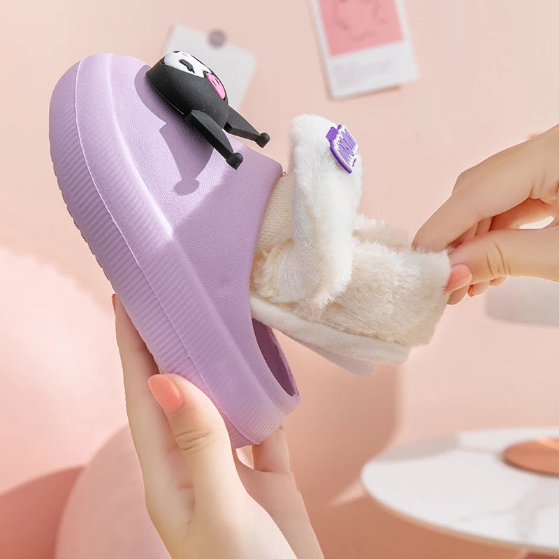 Cute & Cozy Waterproof Cartoon Slippers for Boys & Girls – Winter House Shoes