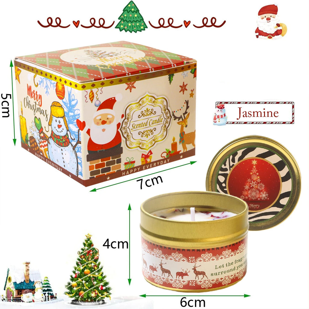 Scented Candle Set Gift DIY Smokeless Plant Aromatherapy Candles Dried Floral Tin Box Home Bedroom Xmas Party Decor Supplies