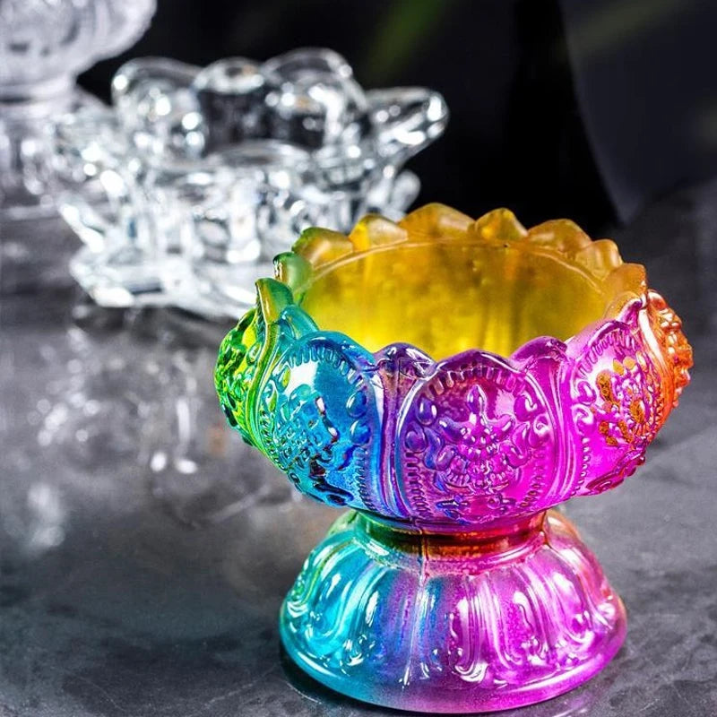 1 Household Glass Candle Holder, Hand Carved, Exquisite, Heat-Resistant, Thick Glass Material, Freely Selectable Color