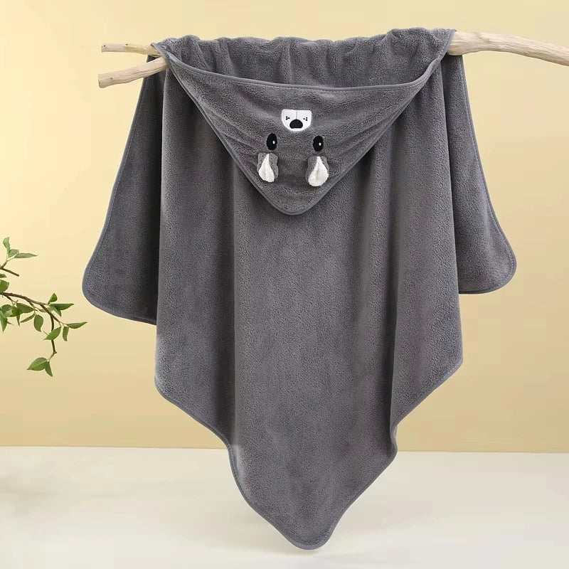 0-3Y Baby Shower Unisex Baby Bathrobe Flannel Cloak Cartoon Boy Girl Ultra-Soft Hooded Spa Robe Bath Towel Newborn Cover-Up