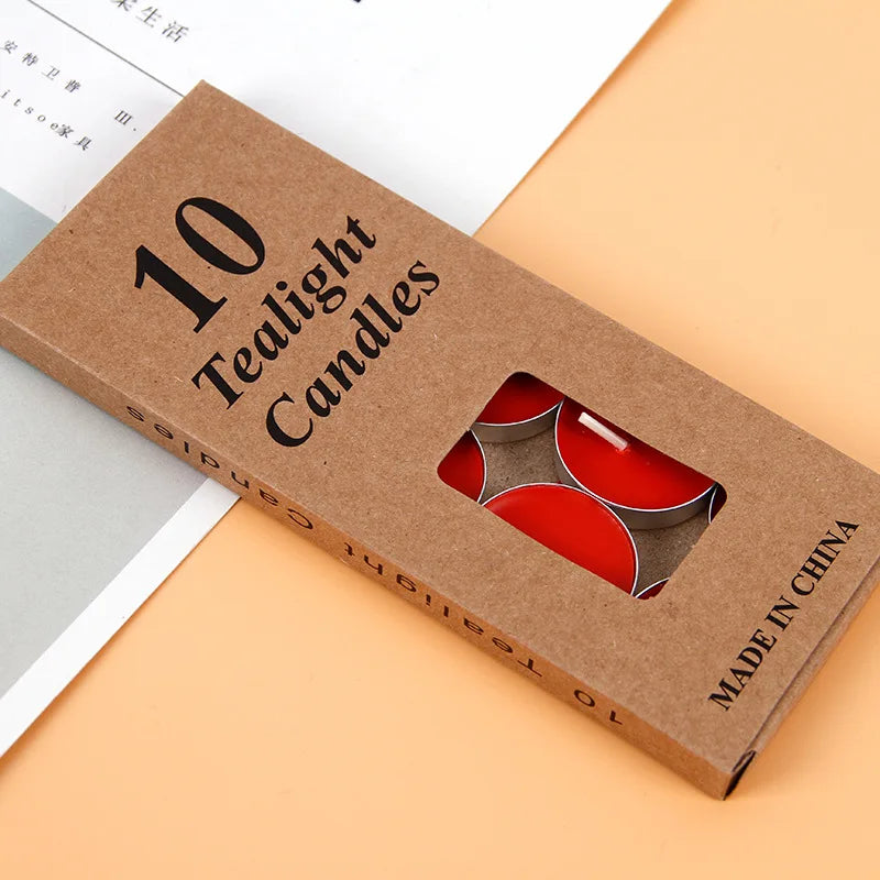 10 PCS/Box Tea Light Candles Long Burning Smokeless Tea Candles Decorative Glow Unscented Paraffin Tealights Candles For Home