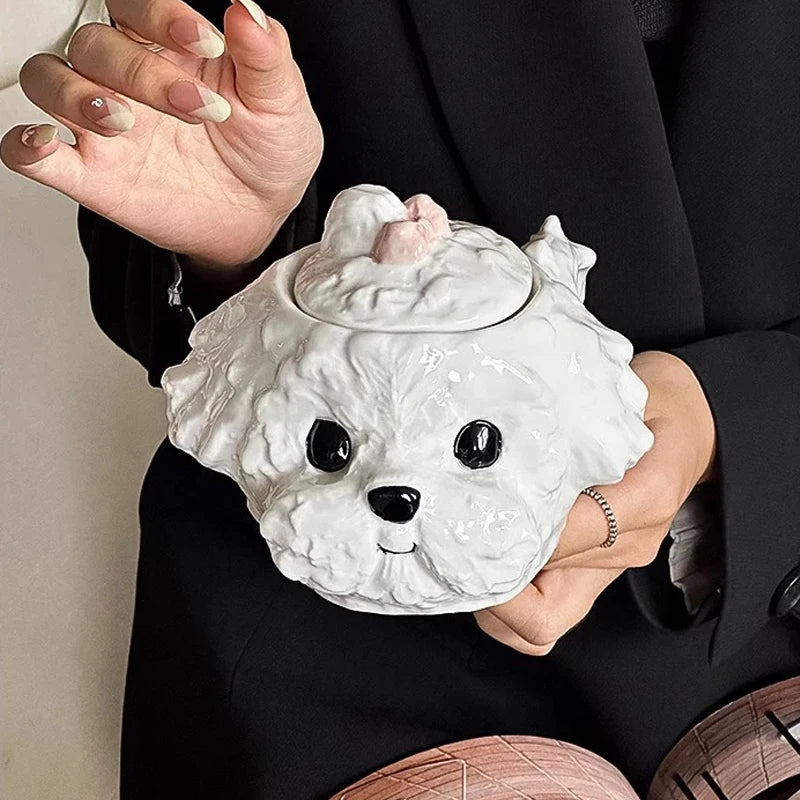 Cute Teddy Dog Shaped Mug European Ceramic Cup&saucer Dining Table Coffee Cup Cloud Puppy Afternoon Tea Milk Tea Mugs Drinkware