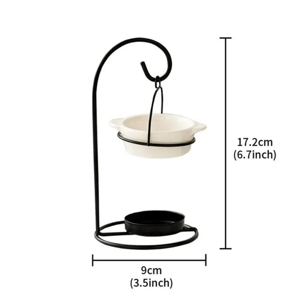 Essential Oil Burner Ceramic Aromatherapy Diffuser Oil Burner with Iron Tea Light Candle Holder Essential Oil Fragrance Diffuser