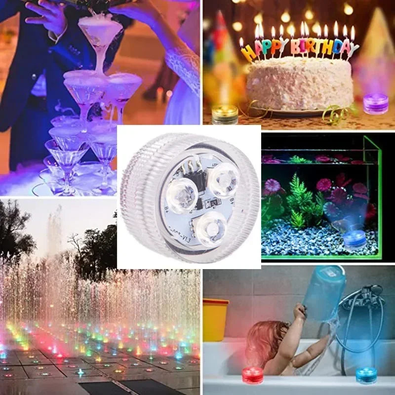 3 LED Underwater Light Remote Control Submersible With Battery RGB Night Light For Fish Tank Swimming Pool Wedding Party Lamp