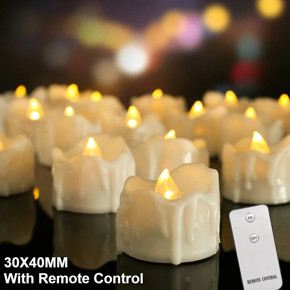 LED Tea Lights Candles Realistic Flickering Battery Operated Tealights Long Lasting Electric Candles for Christmas Wedding Decor