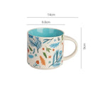Floral Glaze Ceramic Mug 450ml Flower Bird Coffee Tea Cup Household Large Capacity Breakfast Mugs Business Gift Mugs Coffee Cups