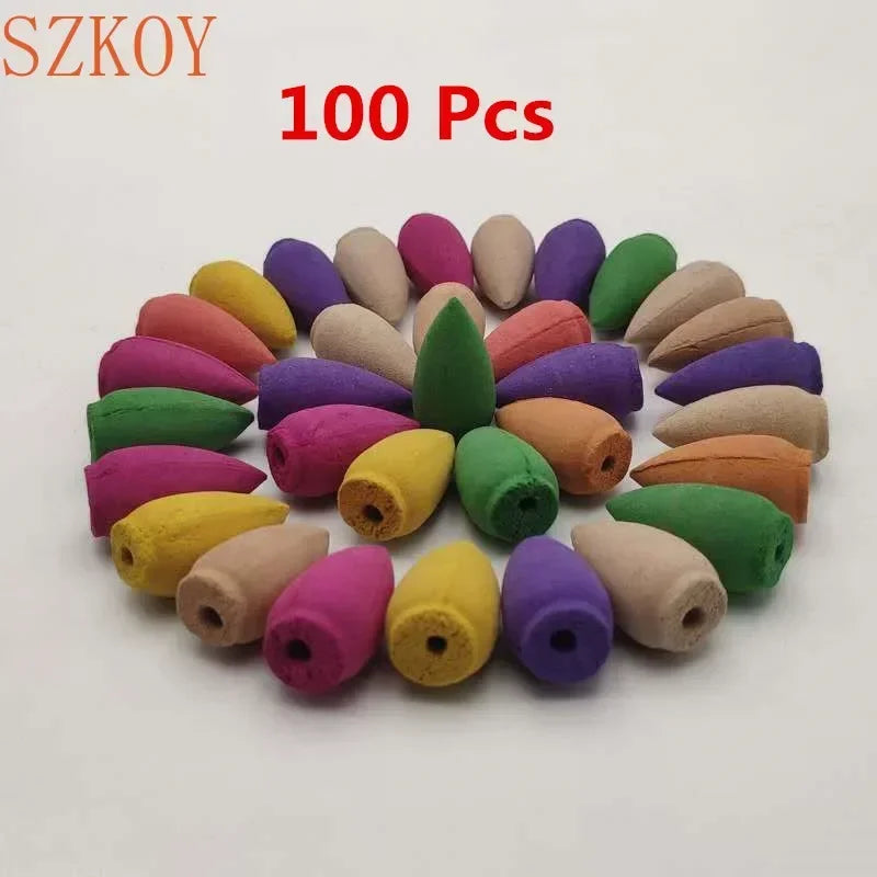 10-100pc/bag Natural Waterfall Incense Cones Reflux Tower Incense for Burner Smoke Backflow Cone Fragrance Lavender Aromatherapy