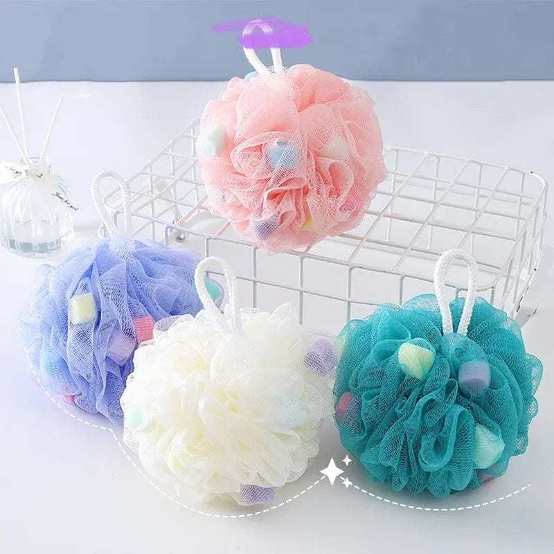 1pc Soft Bath Scrub Bath Ball Body Clean Bath Puff Bathroom Supplies Flower Shape Scrubbing Bubble Shower Mesh Sponge Back Brush
