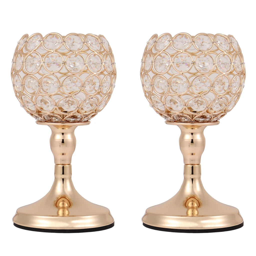 Crystal Tealight Candle Holders, Metal Glass Candlesticks, Wedding Table Centerpiece, Christmas Party, Home Decoration