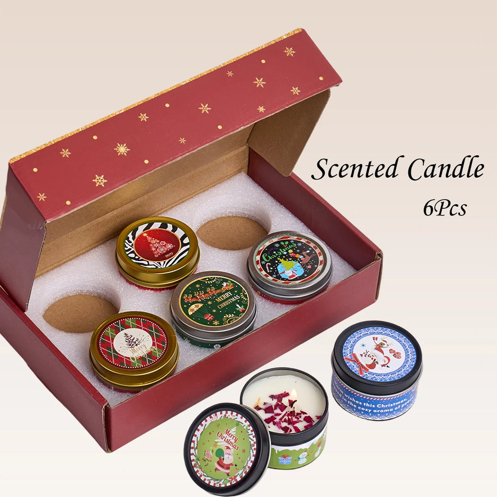 Scented Candle Set Gift DIY Smokeless Plant Aromatherapy Candles Dried Floral Tin Box Home Bedroom Xmas Party Decor Supplies