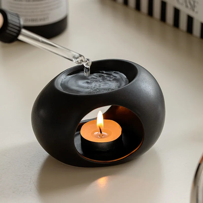 Black Reed diffuser Essential Oil Incense Burner Candle heating holders Household Spa Salon Liqulid Aromatherapy Furnace
