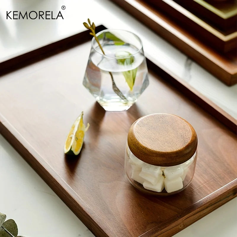 1PCS Retro Wooden Rectangular Storage Trays Hotel Dessert Dinner Tea Food Tableware Serving Tray Home Kitchen Wooden Tray