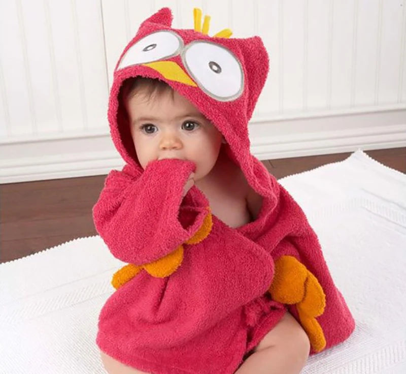 0-2Y Cotton Kids Robes Newborn Bath Towel Hood Cartoon Fashion Sleepwear Girls Boys Bathrobe For Children Baby Receiving Blanket