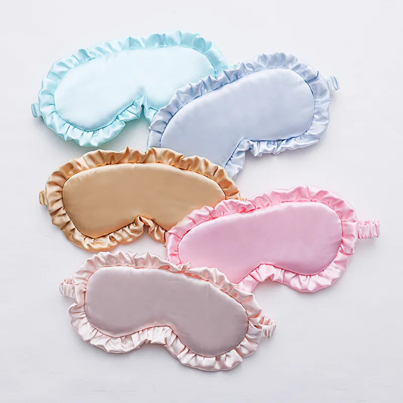 1pc Silk Ruffle Sleep Eye Mask Soft Sleeping Eye Covers Multicolor Night Dream Blackout Eye Patches for People To Sleep Better
