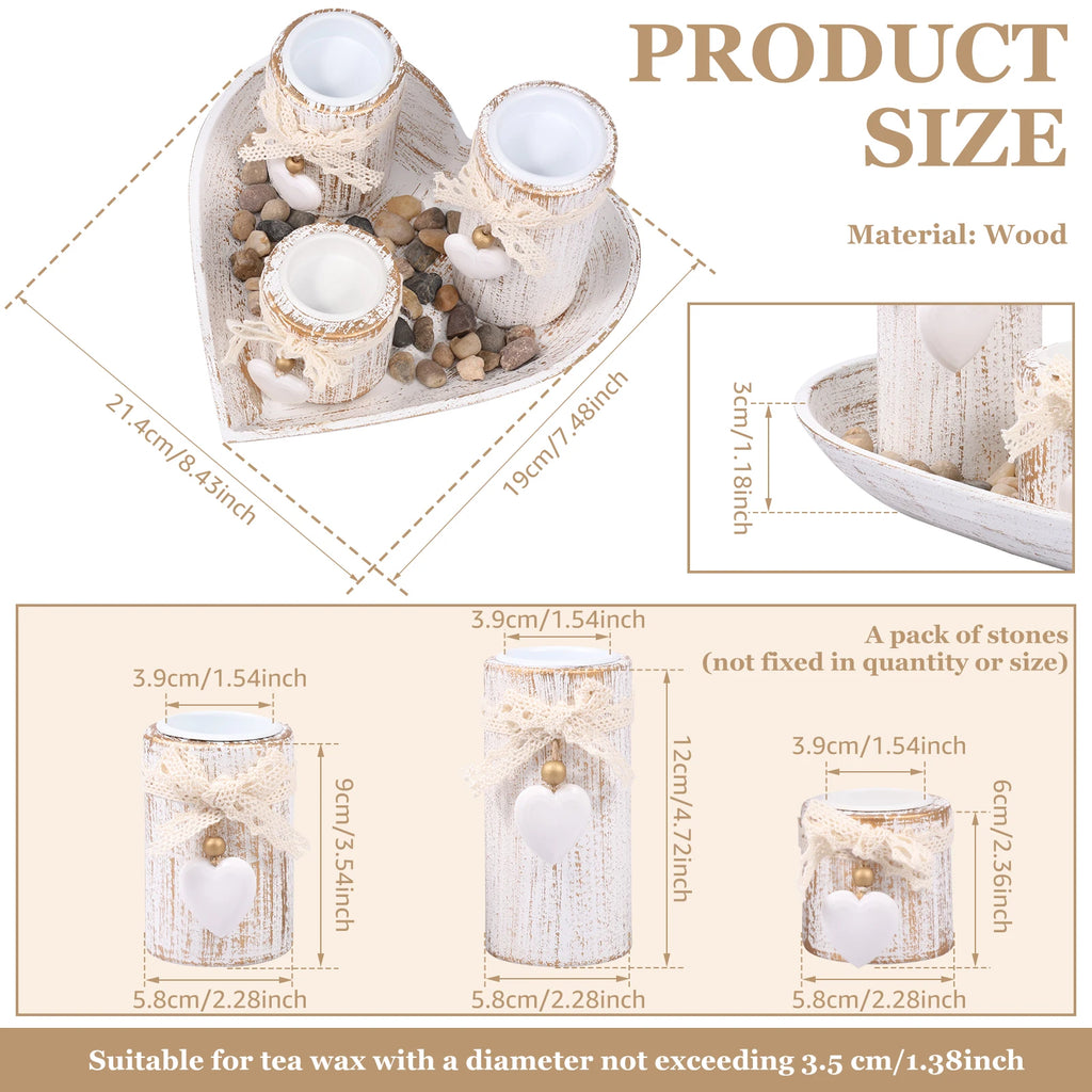 Tealight Candle Holders with Tray Handmade Wooden Candle Holder Romantic Wedding Dining Table Centerpiece Farmhouse Decor Gift